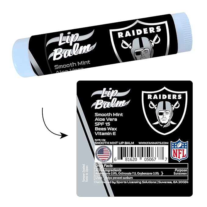 FANMATS 34683 Las Vegas Raiders Smooth Mint SPF 15 Lip Balm-VivaGrace Women