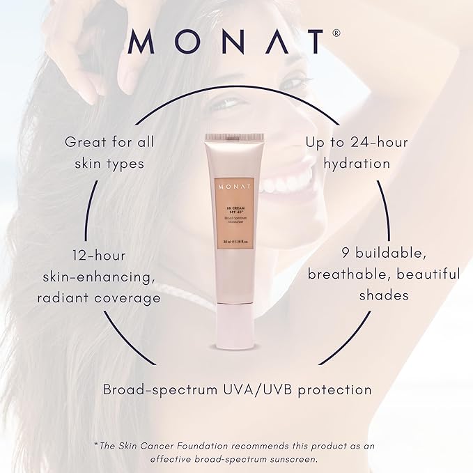 Monat BB Cream SPF 40 - Nude Broad-Spectrum Moisturizer, Lightweight Tinted Coverage, Fragrance-Free, 35ml/1.18 fl. oz.-VivaGrace Women