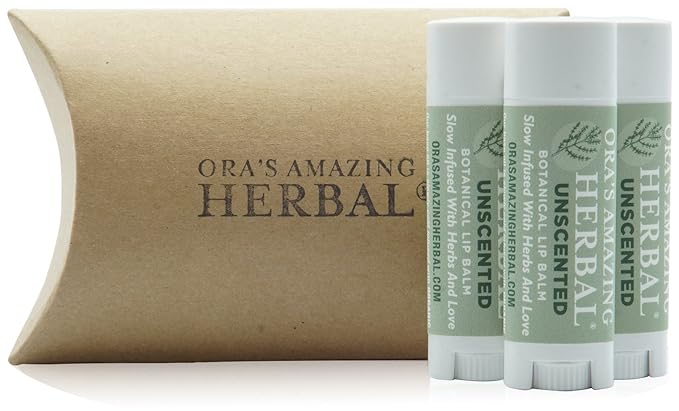 Unscented Lip Balm, Herbal Lip Balm, Healing Lip Balm, Balm for Perioral Dermatitis, Very Dry Lips, Natural Fragrance Free Beeswax Lip Balm (Unscented Pack of 3)-VivaGrace Women