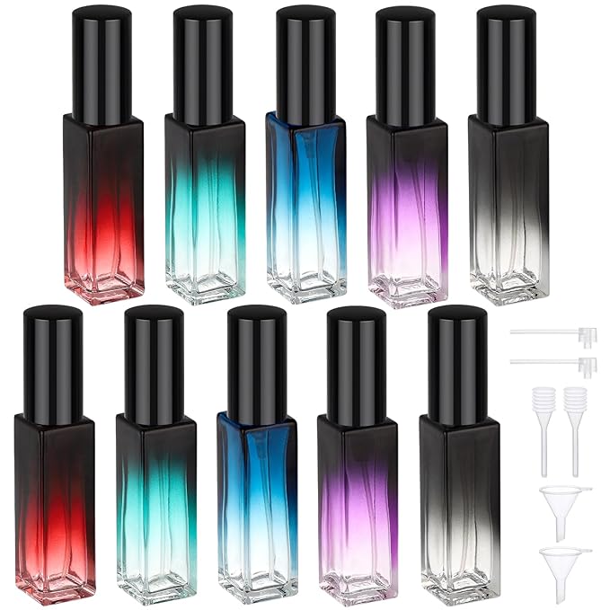 Segbeauty 0.34oz Perfume Travel Bottles Refillable, 10pcs 10ml Glass Empty Perfume Atomizer Sprayer, Mini Portable Travel Cologne Spray Bottle, Cologne Atomizer Set with Refill Pump Tools-VivaGrace Women