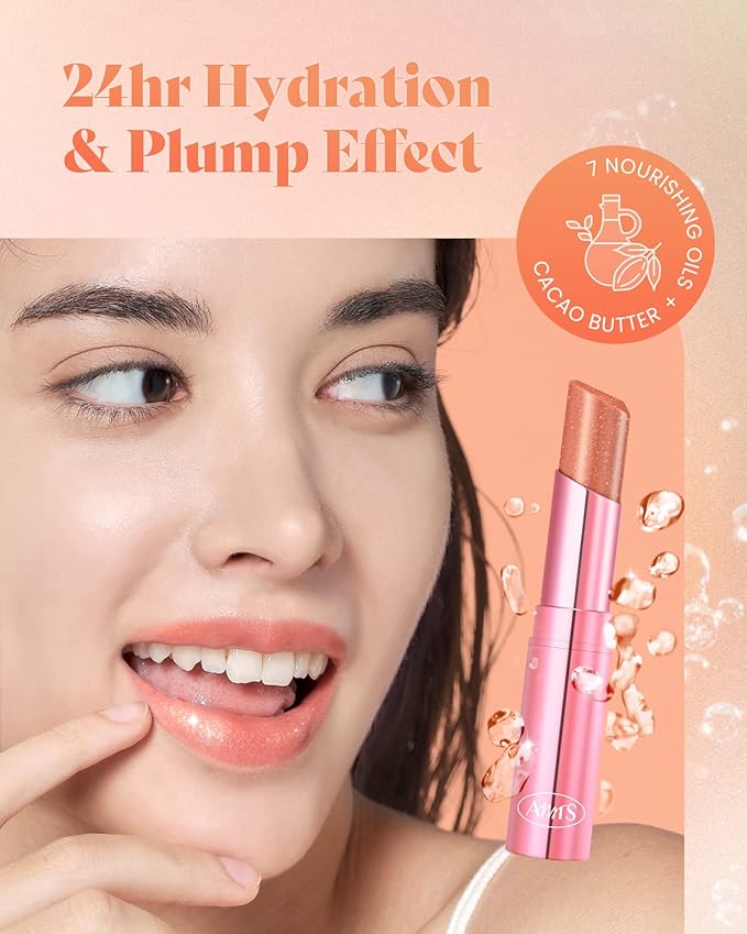 AMTS Tinted Lip Balm - Slip | Hydrating Glitter Lipstick | Pearl Shimmering Daily Lip Makeup for dry, cracked, chapped lips | korean beauty Moisture Lip Tint-VivaGrace Women