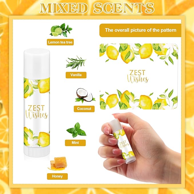 Fumete 50 Pack Lemon Baby Shower Party Gifts Favors Bulk Lip Balms for Guests Boys Girls Neutral Gender Reveal Favors for Baby Shower Prizes Souvenirs Bags Stuffer Classroom Prizes-VivaGrace Women