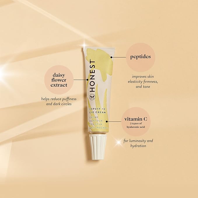 Honest Beauty Vitamin C Depuff Brightening Eye Cream | Reduces Dark Circles | Vitamin C, Daisy Flower Extract, Hyaluronic Acid | EWG Verified, Vegan + Cruelty Free | 0.5 fl oz-VivaGrace Women
