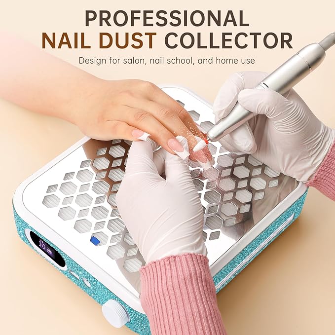 Nail Dust Collector, Rechargeable Dust Collector Nail Tech, Powerful Vacuum Fan Vent Dust Collector Extractor Dust Suction Machine for Acrylic Nails Polishing, Nail Salon&Home, Blue-VivaGrace Women