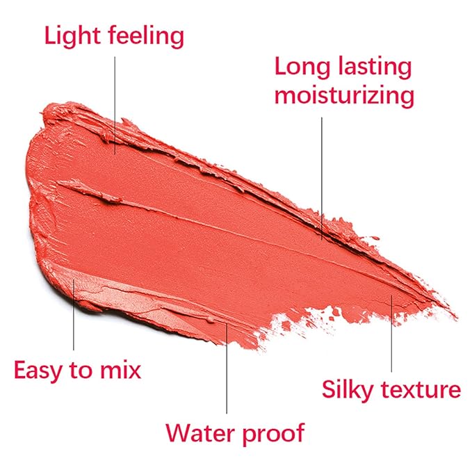 Cream Red Blush Stick,Multi-Use Makeup Milk Blush Stick,Long Lasting Natural Blush Makeup 2-in-1 Cheek and Lip Tint,Waterproof Vegan Tinted Moisturizer Matte Blush Stick for Cheeks and Lip-VivaGrace Women