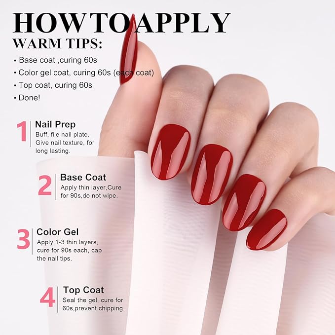 Imtiti Red Gel Nail Polish, 15ML Fire Brick Red Gel Polish Spring Summer LED UV Soak off, Gift for Christmas Holidays, 0.5 Fl Oz