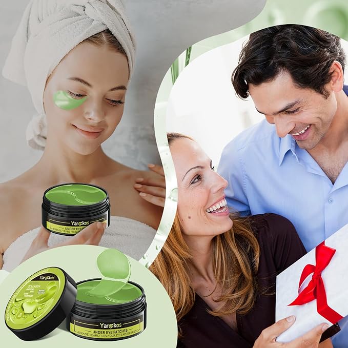 3 Packs 60 Pcs Under Eye Patches, Green+24K Gold+Pink, 30 Pairs Undereye Mask for Puffy Eye Dark Circle Treatment, Collagen Gel Pads Hydrating for Eye Bag Puffiness Wrinkle, Women Men Beauty Skin Care-VivaGrace Women