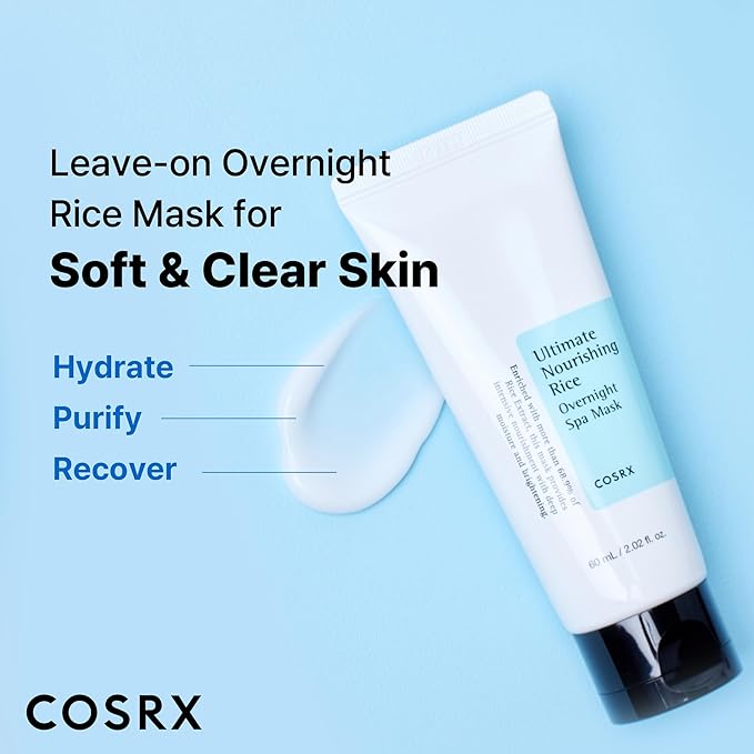 COSRX Ultimate Nourishing Rice Overnight Spa Mask, 60ml / 2.02 fl.oz | Rice Extract 68% and Niacinamide 2%, Korean Skin Care, Animal Testing Free, Paraben Free-VivaGrace Women