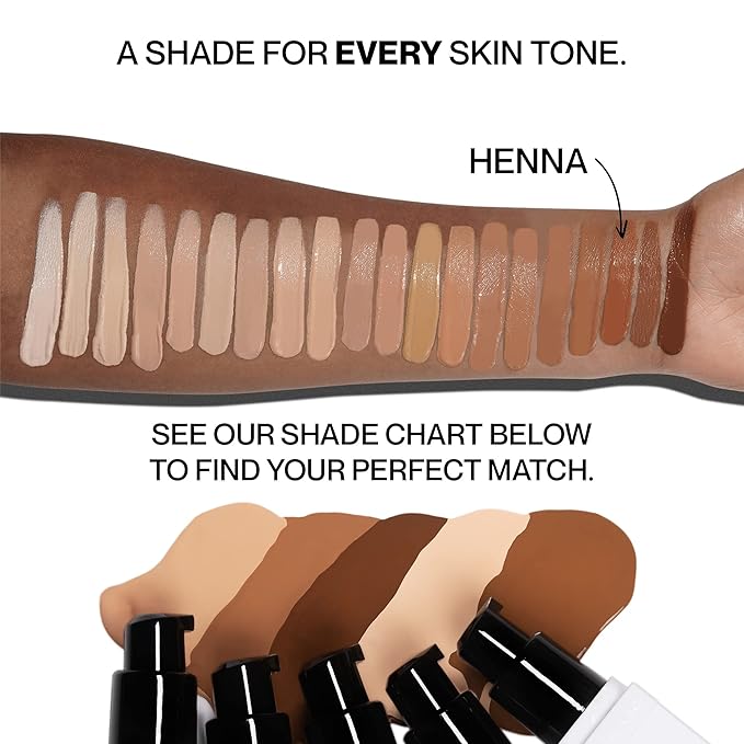 HIDE PREMIUM Liquid Foundation, SEE SHADE FINDER Below For Perfect Match, Multi-Use Waterproof Foundation, Medium/Full Coverage Foundation, Oil Free – We Have a Shade For All Skin Types, 1 fl. Oz. (Henna).-VivaGrace Women