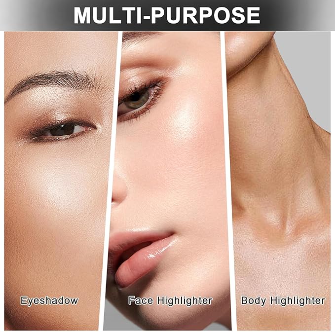 Face Highlighter Makeup Palette, Shimmer Glitter Diamond Sparkly Highlighters Makeup Palette Powder for Face Body Cheek Skin 03# Champagne Gold-VivaGrace Women