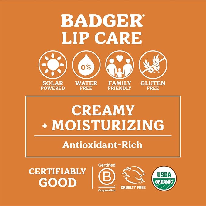 Badger - Cocoa Butter Lip Balm Set, Fair Trade, Certified Organic Lip Butter, Flavored, Cocoa, Vanilla, Orange, Mint, 0.25 oz (4 Pack)-VivaGrace Women
