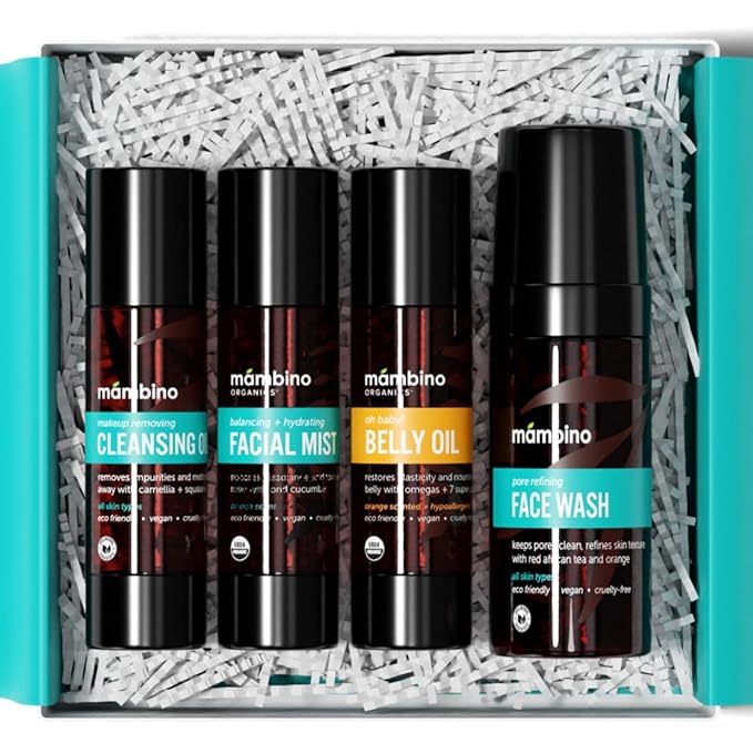 Third Trimester Set – All Natural Skincare Pregnancy Gift Box – Anti-stretch mark Belly Oil, Rose Facial Mist, Cleansing Oil, Face Wash - Mambino Organics-VivaGrace Women