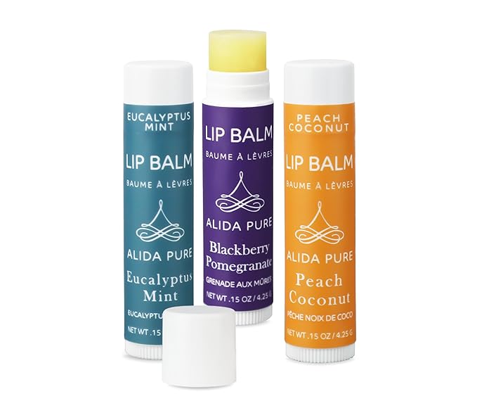 Fruit Mint Lip Balm Collection, Vegan Lip Balm Set, Bees Wax Free, Coconut Oil Free, Avocado Oil, Organic Jojoba Oil, Vitamin E, Natural Moisturizer For Dry Cracked Lips, 3 Tube Set-VivaGrace Women