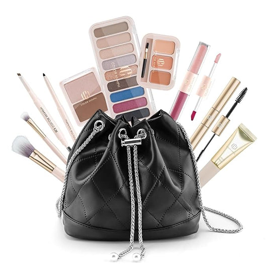 Color Nymph Beginners Makeup Kit for Teens Girls with Cosmetic Bag, Girls Makeup Kit For Women included 9 Color Eyeshadow Palette Concealer Liquid Blush Eyeliner Lipgloss-VivaGrace Women