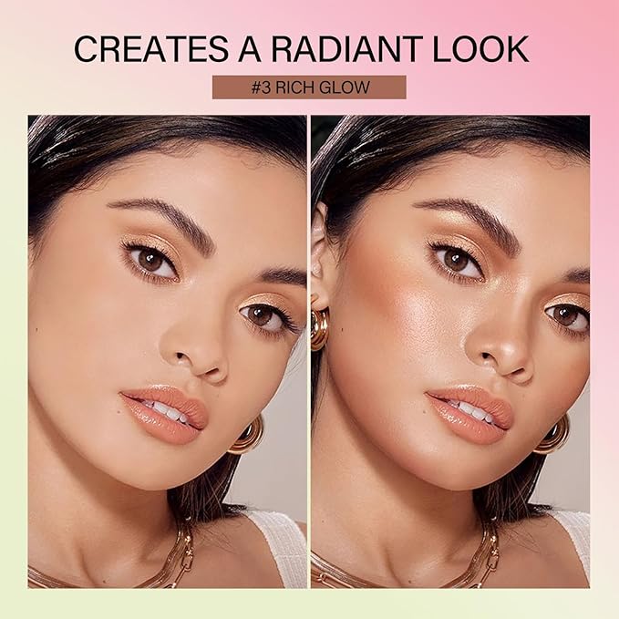 Cream Bronzer Stick,Contour Stick Facial Contouring Stick,Long Lasting Highlighter Waterproof Highlight Makeup,Buildable Shimmer Sparkle Face Bronzer Face Shaping,03 Rich Glow-VivaGrace Women