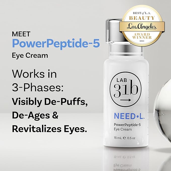 PowerPeptide-5 Eye Cream, Anti Aging Skin Care with Hyaluronic Acid, Peptides for Under Eye Circles, Wrinkles, Dewy, Soft, Plump Skin, Vegan, Paraben, Cruelty & Alcohol Free, 1.69 fl oz-VivaGrace Women