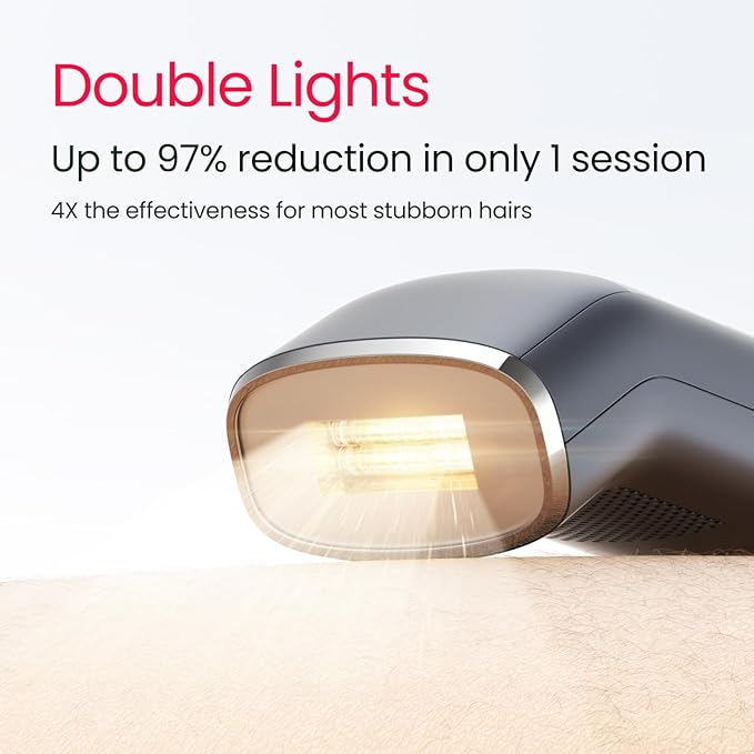 IPL Laser Hair Removal for Men, Dual Lights 100W, 35°F Sapphire Ice-Cooling, Quadruple-Pulse PHR Mode for Stubborn Hair, at Home Hair Removal Device for Armpits, Chest and Leg-VivaGrace Women