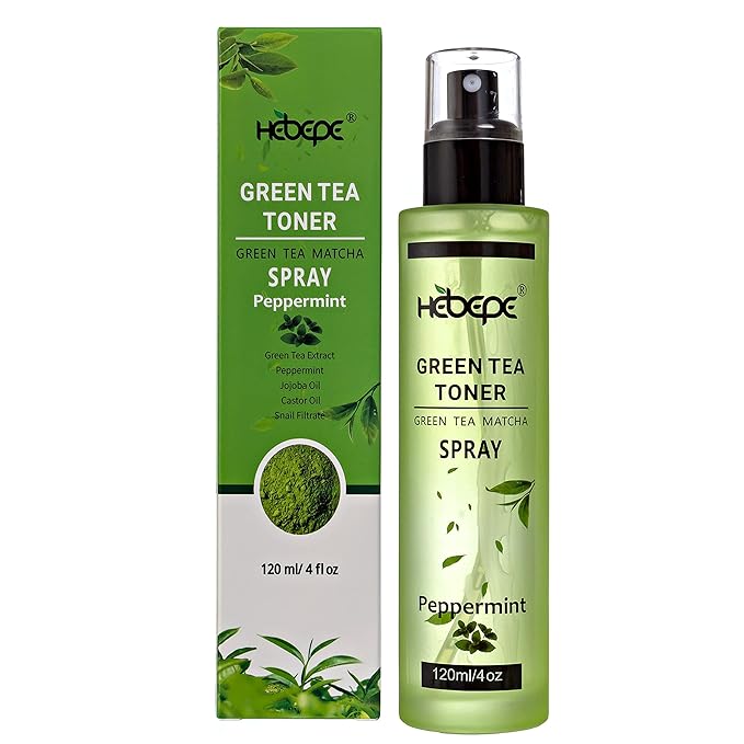 Green Tea Matcha Facial Toner Mist with Peppermint, Refreshing, Moisturizing, and Soothing Face Toner, with Jojoba Oil, Castor Oil, Snail Filtrate,120ml-VivaGrace Women