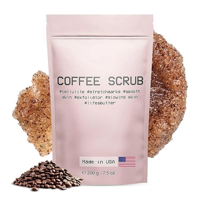 Life's Buttter Exfoliating Coffee Scrub with Natural Arabica Coffee Effective Against Cellulite, Stretch Marks, Scars and Acne | Organic Shea Butter and Sweet Almond Oil-VivaGrace Women