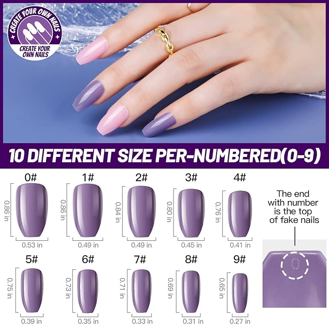 Teenitor Medium Press On Nails, 12 Color Set, 288pcs Glossy Nails with Glue