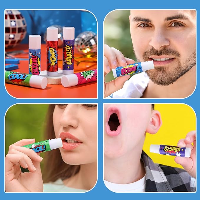 100 Pcs Hero Party Favors Lip Balms Bulk for Kids Birthday Party Moisturizing Lip Balm for Hero Themed Celebration Gifts Lip Care Products for Classroom Rewards Favor Party Supplies-VivaGrace Women