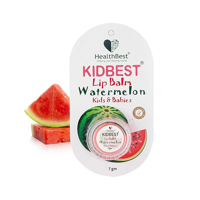 Kidbest Lip Balm for Kids, Extra Nourishing, Soothing Lips, Tear, Paraben, SLS free, Watermelon Flavor, 7gm, Peach-VivaGrace Women