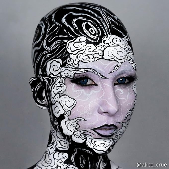 Mehron EDGE Face & Body Paint| Professional Water-Activated Face Paint Makeup | Made in the USA | For Cosplay, Halloween, & SFX (Black)-VivaGrace Women