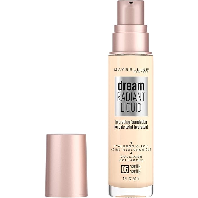 Maybelline Dream Radiant Liquid Medium Coverage Hydrating Makeup, Lightweight Liquid Foundation, Vanilla, 1 Fl; Oz-VivaGrace Women