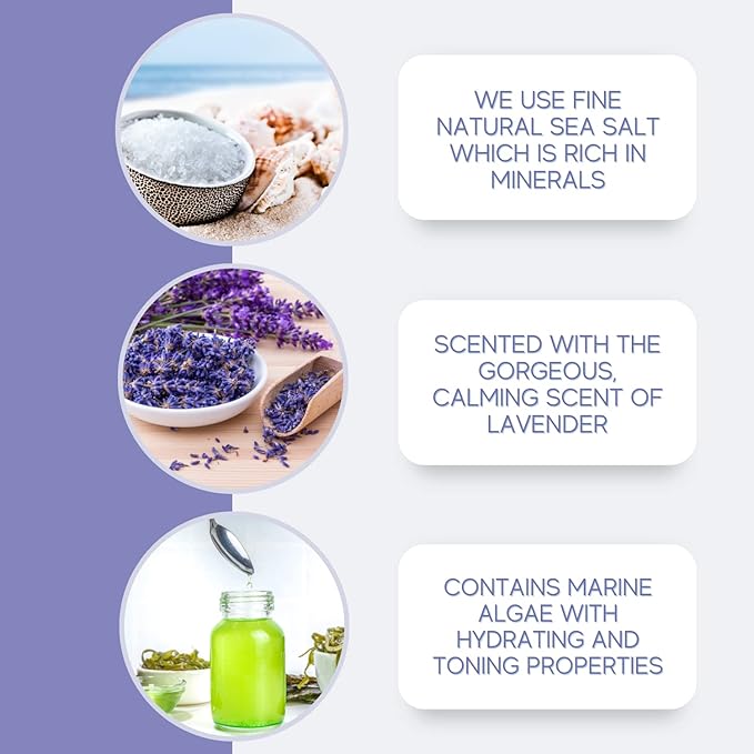 Sea Salt Body Scrub by Florida Glow - Ocean Salt Body Polish Infused with Marine Algae - Exfoliating Face and Body Scrub - to Tackle Acne and Scars for Smooth Soft Skin (Lavender, 12.1 oz)-VivaGrace Women