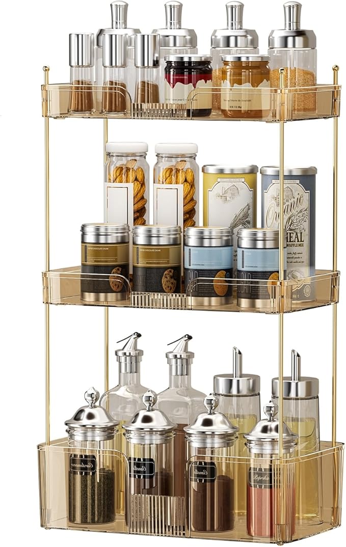 3 Tier Bathroom Countertop Organizer, Makeup Skin Care Organizer, Perfume Tray Vanity Countertop Organizer for Bathroom Countertops-VivaGrace Women