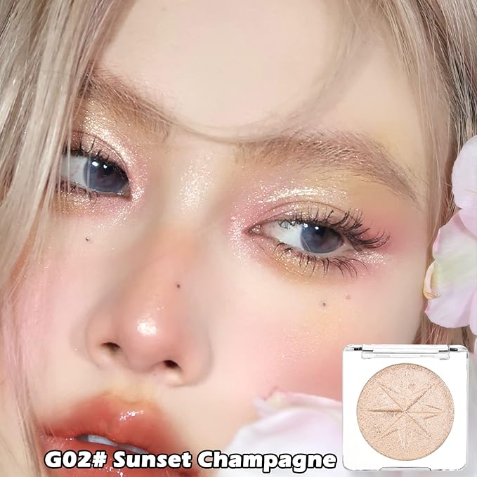 Erinde Pearl Shimmer Glitter Highlighter Highlight Makeup Contour Powder, Silver Highlighter Face Illuminator Highlighter, Highlighter Makeup iluminadores Illuminator for Face Body Cheek-VivaGrace Women