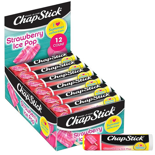 ChapStick Lip Moisturizer, Strawberry Ice Pop, 12-Pack – Limited Edition Bulk Lip Balm, Sweet & Refreshing, 0.15 Oz Ea-VivaGrace Women