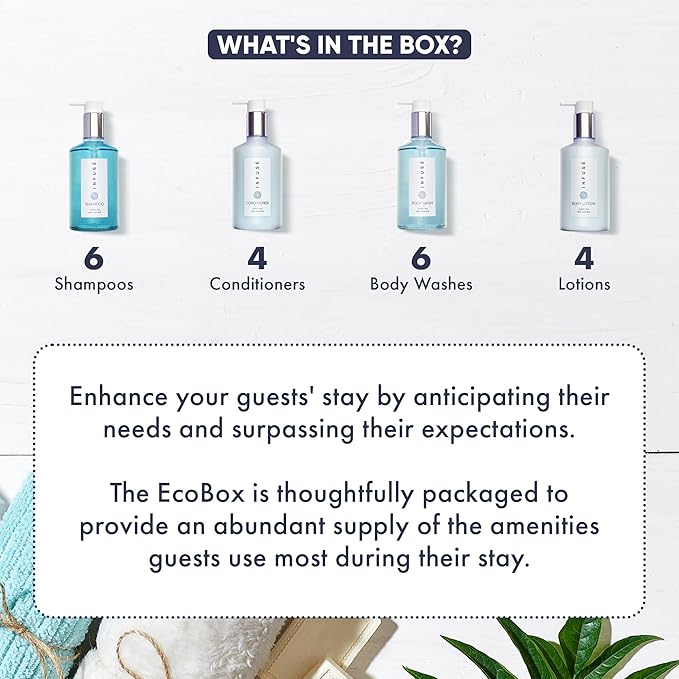 A 20 Piece Ecobox All-In-Kit of our Infuse | White Tea and Coconut Soap | 6 Shampoo, 4 Conditioner, 6 Body Wash & 4 Lotion | 10.14 oz Hotel Soaps and Toiletries Bulk | Personal Care Products-VivaGrace Women