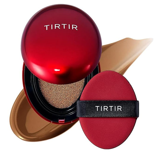 [*Mini Size*] TIRTIR Mask Fit Red Cushion Foundation | Full coverage, Weightless, Skin fit, Satin Glow Finish, Korean Makeup, beauty, Tattoo cover up, Buildable (#45N Saddle Brown, 0.15 Fl Oz)-VivaGrace Women