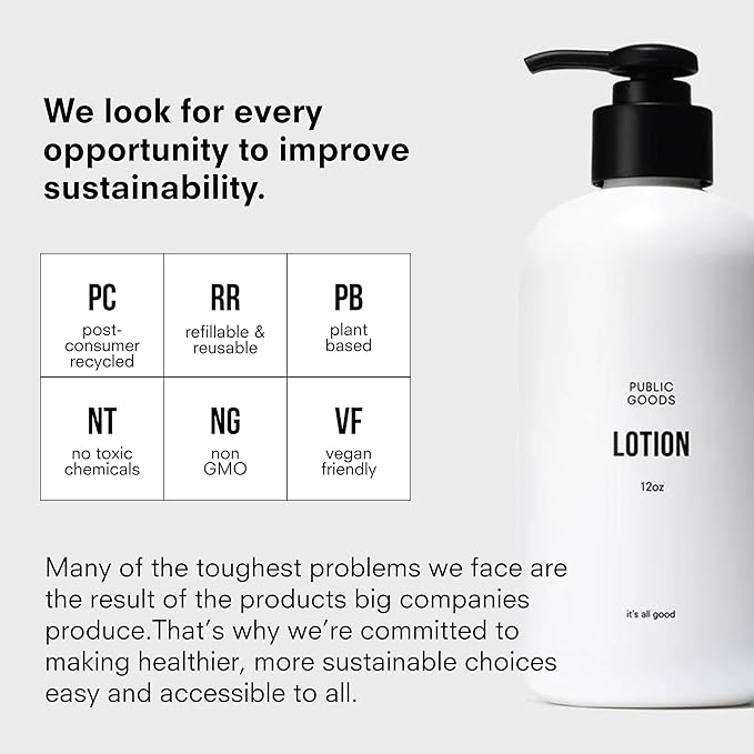 Public Goods Body & Hand Lotion for Women & Men | Natural Moisturizing Daily Lotion for Dry & Itchy Skin | Paraben & Sulfate Free | Made with Organic Essential Oils | Made in Canada | 12 Fl Oz Bottle-VivaGrace Women