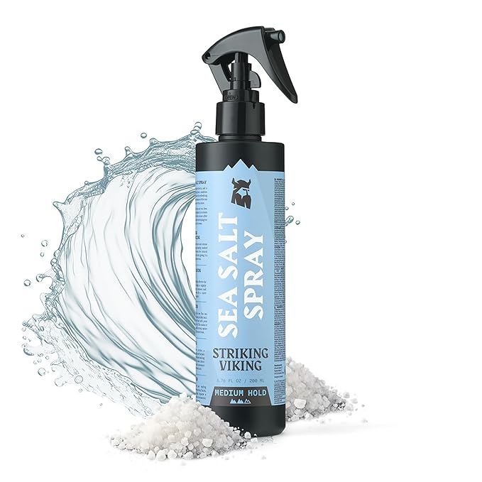 Striking Viking Sea Salt Spray for Men - Medium Hold - 6.76 Fl Oz (200ml) Blue Ocean Scent - Texturizing, Volumizing & Curl Enhancing - Beachy Texture Salt Spray for Hair-VivaGrace Women