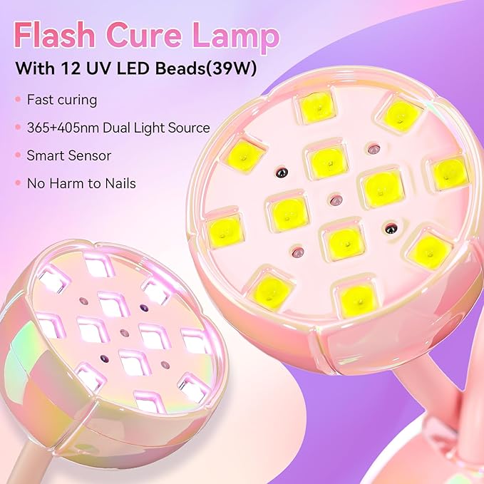 Makartt UV LED Nail Lamp - Gooseneck UV Light for Nails Cordless Rechargeable USB 39W Dryer LED Lamp with Auto Sensor 4 Timer Settings Fast Curing for Nail Art Polish (Glazed Pink)-VivaGrace Women