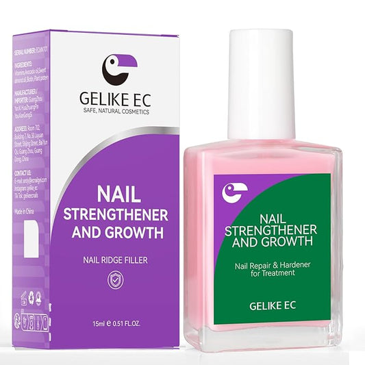 gelike ec Protein Nail Growth and Strengthener Polish: Milky Pink 15ml Natural Nail Strengthener for Weak and Damaged Nails - Protein Nail Hardener for Home Salon Outdoor
