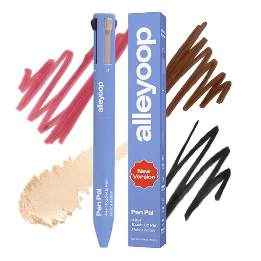 Alleyoop Pen Pal Touch-Up 4-in-1 Makeup Pen, Make A Mauve (Light - Medium) - Travel Make Up Set with Eyeliner, Brow Pencil, Highlighter & Lip Liner - High-Pigment Formula, Easy & Smooth Application-VivaGrace Women