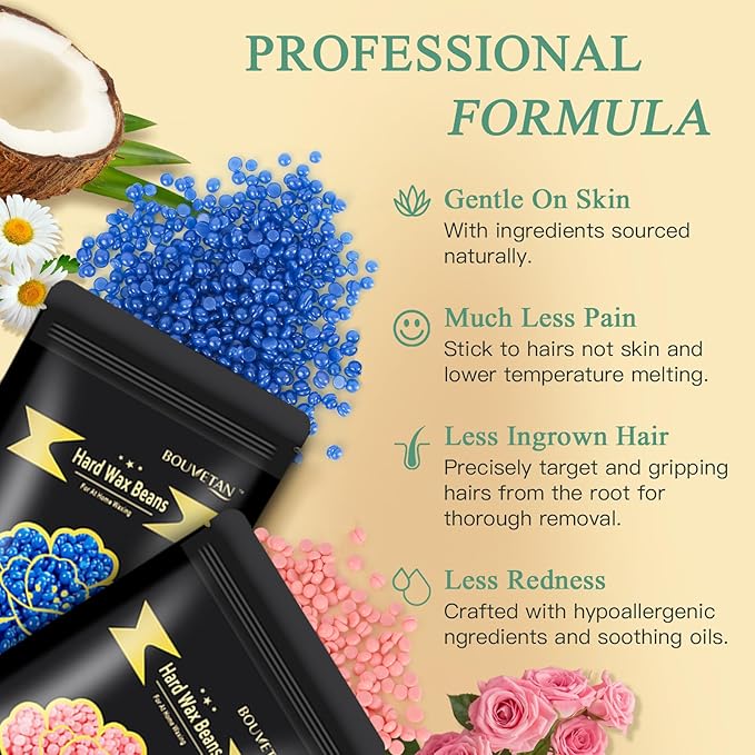 1.3Lb/21oz Wax Beads for Brazilian, Eyebrow, Face, Bikini, Legs, Arms Waxing - 6 Packs with 10 Wax Spatulas for Women and Men-VivaGrace Women