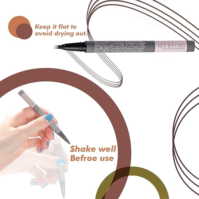 Black Brown Eyebrow Pencil with 4-Prong Micro-Fork Tip, Microblading Dark Brown Eyebrow Pen for Women, Create Natural, Defined Brows, 24H Long Wear YES.EYE DO (Shadow Granite-Black Brown)-VivaGrace Women