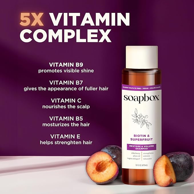 Soapbox Biotin & Superfruit Shampoo & Conditioner Set with Vegan Collagen, Aloe and Shea Butter, Harsh Sulfate Free, Paraben & Silicone Free, 1 Liter Each (Pack of 2)-VivaGrace Women
