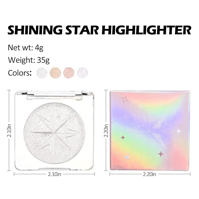 Erinde Pearl White Shimmer Glitter Highlighter Highlight Makeup Contour Powder, Silver Face Illuminator Highlighter, Highlighter Makeup iluminadores Illuminator for Face Body Cheek-VivaGrace Women