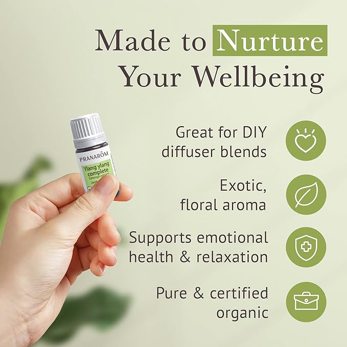 Pranarom USDA Certified Organic Ylang Ylang Essential Oil (5ml), 100% Pure Undiluted Therapeutic Grade from Madagascar for Aromatherapy, Diffuser, Meditation, Massage, Relaxation-VivaGrace Women