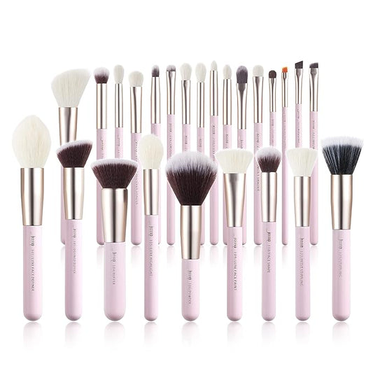 Jessup Makeup Brushes Set Professional, 25PCS Pink Premium Natural Powder Foundation Eyeshadow Blending Concealer Blusher Highlight Labeled Brushes, T290-VivaGrace Women