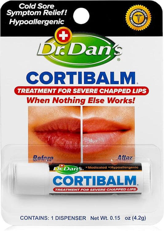 Dr. Dan's Cortibalm - 1 Pack - for Dry Cracked Lips - Healing Lip Balm for Severely Chapped Lips - Designed for Men, Women and Children-VivaGrace Women