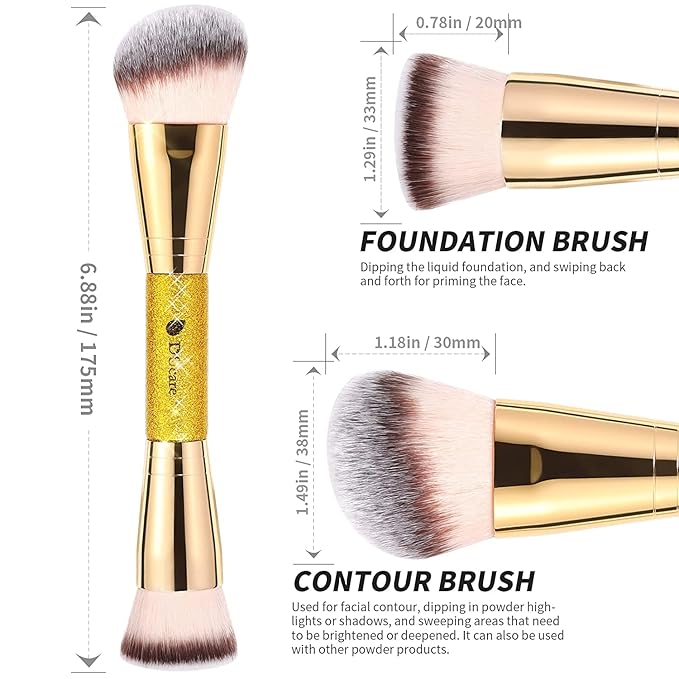 DUcare Foundation Brush Contour Bronzer Makeup Brush Double Ended Self Tanner Brush Sculpting Brush for Blending Liquid Powder Concealer Cream Cosmetics Blush Buffe-VivaGrace Women