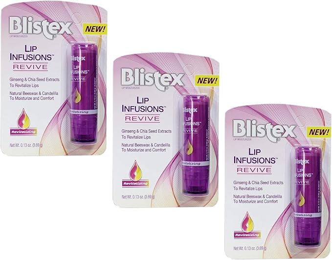Blistex Lip Infusions Revive Lip Moisturizer 0.13 Ounce (3 Pack)-VivaGrace Women