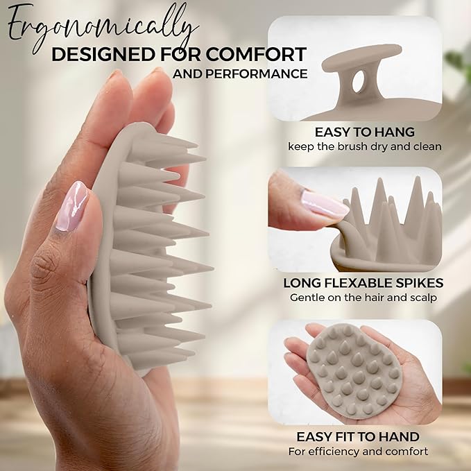 Fiora Naturals Scalp Massager Shampoo Brush - Silicon Scalp Scrubber & Exfoliator for Dandruff Removal and Hair Growth, Scalp Brush for Wet & Dry Hair, Shampoo Brush for Men, Women, Kids - BPA Free-VivaGrace Women