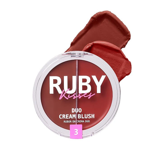 Ruby Kisses Duo Cream Blush, Smooth, Natural-Looking, Long-Lasting Face Makeup Blush for Cheeks, Lips, and Eyes, Buildable and Blendable, Infused with Green Tea, Aloe Vera Extract, and Hyaluronic Acid-VivaGrace Women